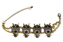 Purple Colorful Bead Drop Perched Owl Bracelet