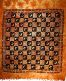 Saffron Checkered Sun & Moon with Tassels Tapestry