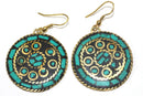 Green Mosaic Round Earrings