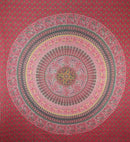 Red Elephants, Parrots and Peacocks Tapestry