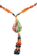 Holiday Green Pear Pendant Gypsy Style Shimmer Necklace | Wild Lotus