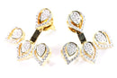 Gold Tone Leaf Design Jacket Earrings
