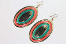 Orange Green Third Eye Geo Earrings