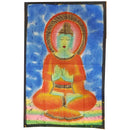 Red Buddha Teaching Double Lotus Position Meditation Hand Painted Wall Mural Banner | Wild Lotus® | @wildlotusbrand